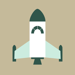 Obraz premium outer space expeditions equipment. a rocket illustration in flat cartoon style. colored science object in vector graphic for educational and outer space design elements.