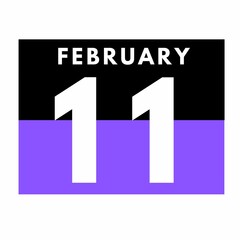 February 11 . Flat daily calendar icon .date ,day, month .calendar for the month of February