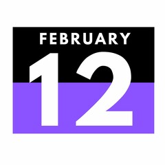 February 12 . Flat daily calendar icon .date ,day, month .calendar for the month of February
