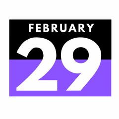 February 29 . Flat daily calendar icon .date ,day, month .calendar for the month of February