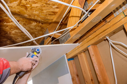 Repair Of Home On Cutting Gypsum Plasterboard Plaster Hand Sawzall Tool