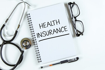 Medical and health care words writing typography lettering concept, Health Insurance