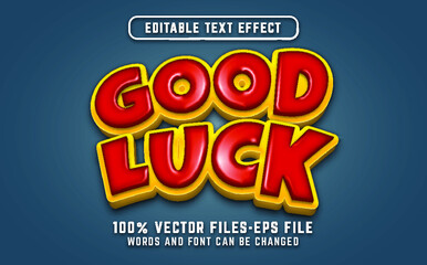 good luck 3d cartoon text effect. editable text effect premium vectors