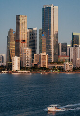 Fototapeta na wymiar city skyline Miami Florida Brickell urban views real state sea boat life buildings 2022