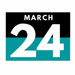 March 24 . Flat daily calendar icon .date ,day, month .calendar for the month of March