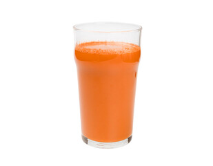 A glass of pumpkin juice isolated on a white background.