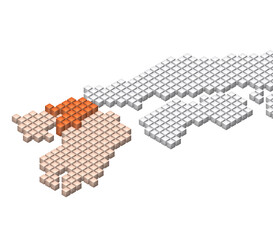 キューブドットの3D日本地図　九州　福岡