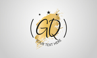 Handwritten feminine GQ letter logo vector template design