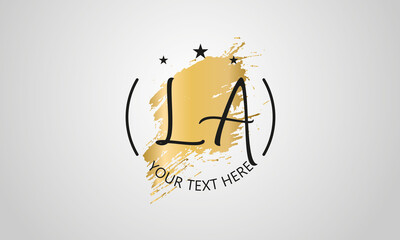 Handwritten feminine LA letter logo vector template design