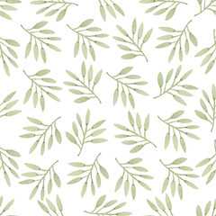 Fototapeta na wymiar Watercolor leaf seamless pattern
