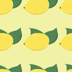 Lemons seamless pattern. Factory. Fabrics. Postcard. Vector.