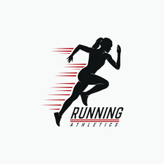 Fototapeta na wymiar Female running athletics logo vector