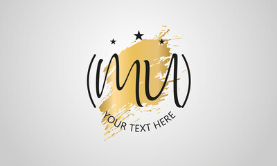 Handwritten feminine MU letter logo vector template design