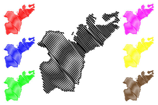 Sukma district (Chhattisgarh State, Bastar division, Republic of India) map vector illustration, scribble sketch Sukma map