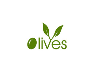 olives logo vector illustration with olive leaf 