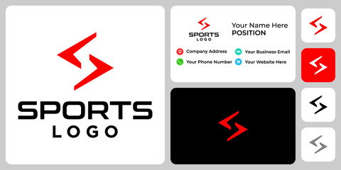 Letter S monogram sport logo design with business card template.