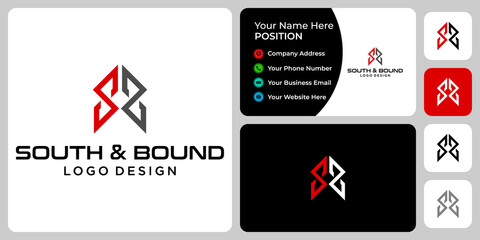 Letter S B monogram industry logo design with business card template.