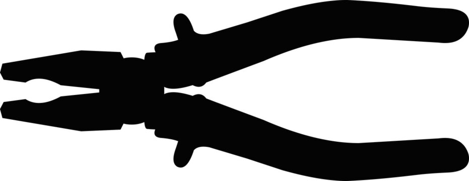 recommend clip art: Vector illustration of a black silhouette of an icon of a pliers tool