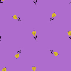 Flower cute seamless pattern. Hand drawn field background.