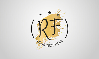 Handwritten feminine RF letter logo vector template design