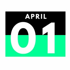 April 1 . Flat daily calendar icon .date ,day, month .calendar for the month of April