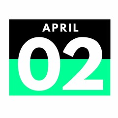 April 2 . Flat daily calendar icon .date ,day, month .calendar for the month of April