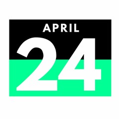 Fototapeta premium April 24 . Flat daily calendar icon .date ,day, month .calendar for the month of April
