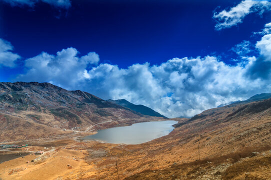 Elephant Lake, named due to it's shape as a lying elephant, remote high altitude lake at kupup Valley, Sikkim. Himalayan mountain range, Sikkim, India