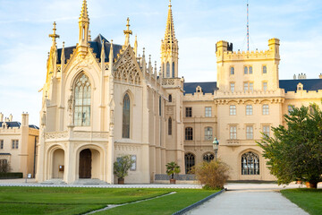 Lednice castle Chateau in Moravia, Czech Republic. UNESCO World Heritage Site. - obrazy, fototapety, plakaty