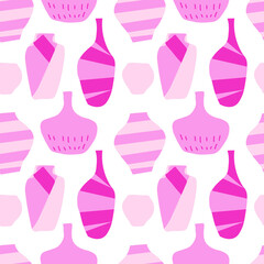 Seamless Vector pattern with ancient vessel for valentine's day.In love,festive,pink,repeating hand painted print. Designs for textile, fabric, wrapping paper, packaging, scrapbook paper