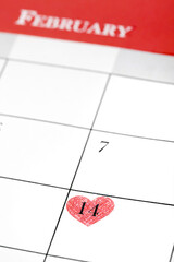 Valentine's Day is Marked by Red Heart Drawing on Calendar