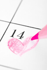 Valentine's Day is Marked by Drawing Red Heart Shape