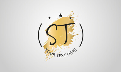Handwritten feminine ST letter logo vector template design