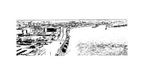 Obraz premium Building view with landmark of Louisville is the city in Kentucky. Hand drawn sketch illustration in vector.
