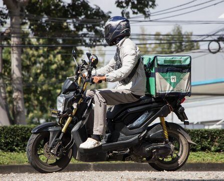 Delivery service man ride a Motercycle of Line Man