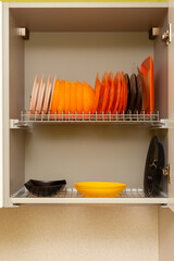  kitchen hanging cabinet shelves with colorful dishes