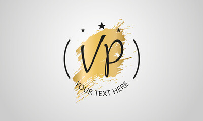 Handwritten feminine VP letter logo vector template design