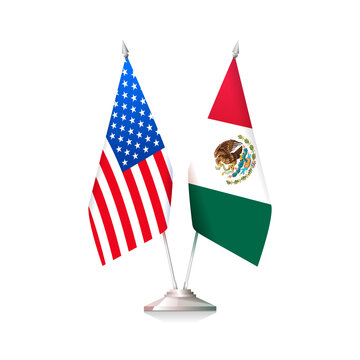 Flags of USA and Mexico. Vector illustration