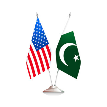 Flags of USA and Pakistan. Vector illustration