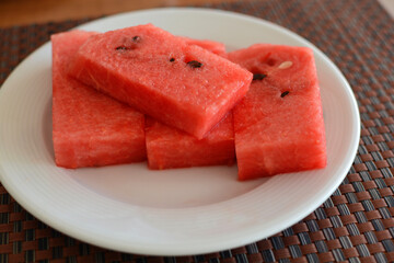Pieces of watermelon on a plate