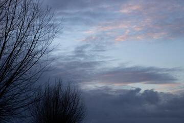 Clouds and sunset. Oeverlanden Meppel Staphorst. Netherlands.
