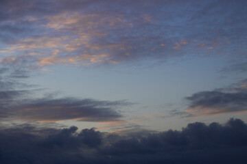 Fototapeta na wymiar Clouds and sunset. Oeverlanden Meppel Staphorst. Netherlands.