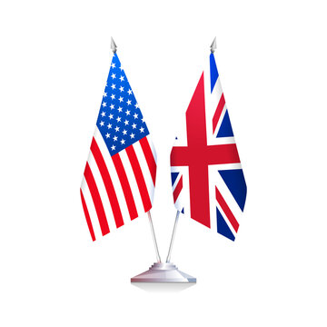 Flags of USA and Great Britain. Vector illustration