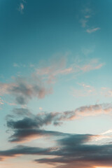 Blue Sky At Sunset With Pink and Orange Clouds