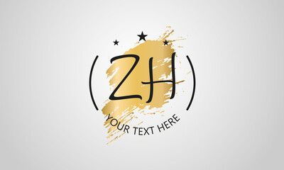 Handwritten feminine ZH letter logo vector template design