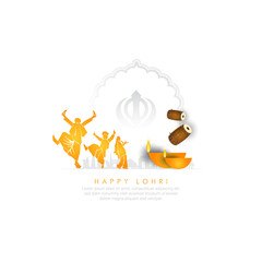 Vector illustration of Happy Lohri holiday background for Punjabi festival.