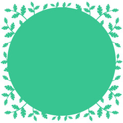 round frame with cut leaves on the branches. Vector illustration