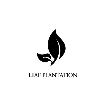 leaf symbol plantation logo black illustration vector design