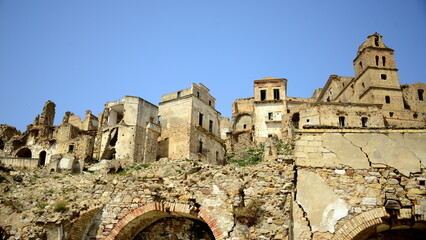 ITALY-Craco, from a ghost town to a film set in the Basilicata region. In 1963, the historic center began to undergo depopulation due to a landslide