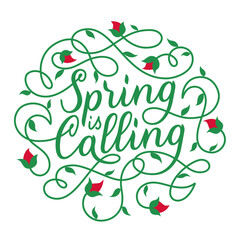 lettering Spring is calling. Vector illustration